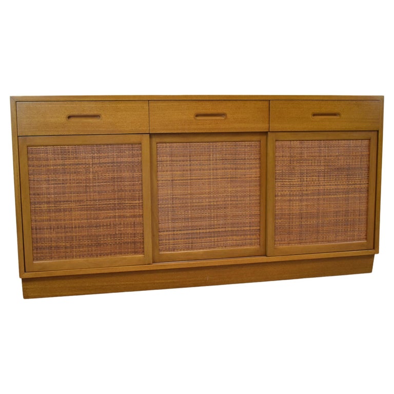 Vintage Dunbar Mahogany Credenza Cane Door Fronts For Sale at 1stDibs