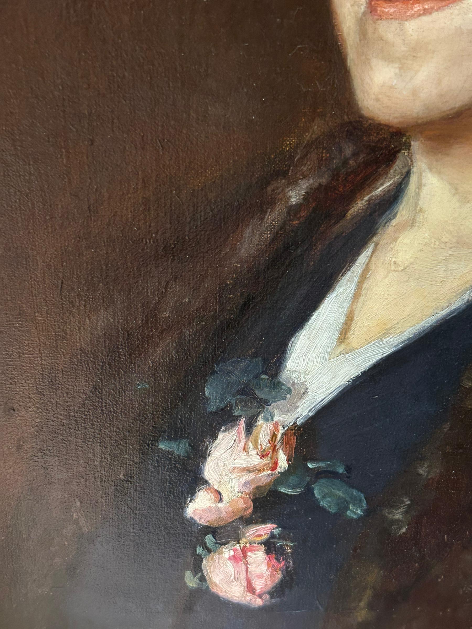 Portrait d'une femme en Whyte de Duncan McGregor, huile sur toile Bon état - En vente à Naples, FL