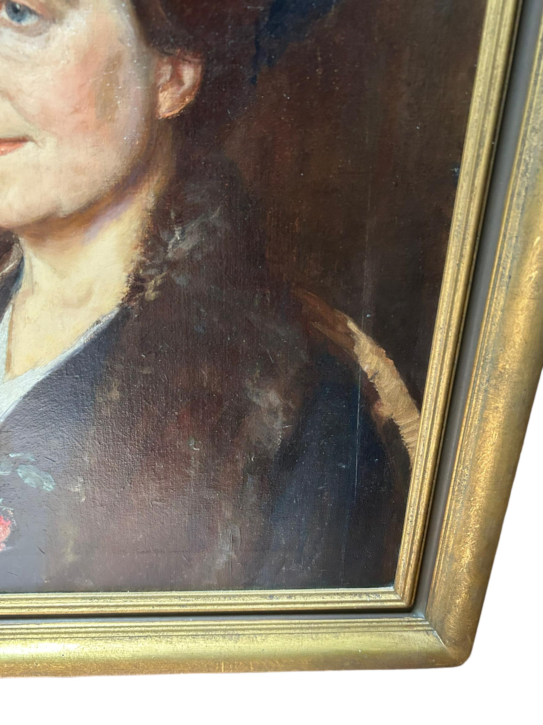 20ième siècle Portrait d'une femme en Whyte de Duncan McGregor, huile sur toile en vente
