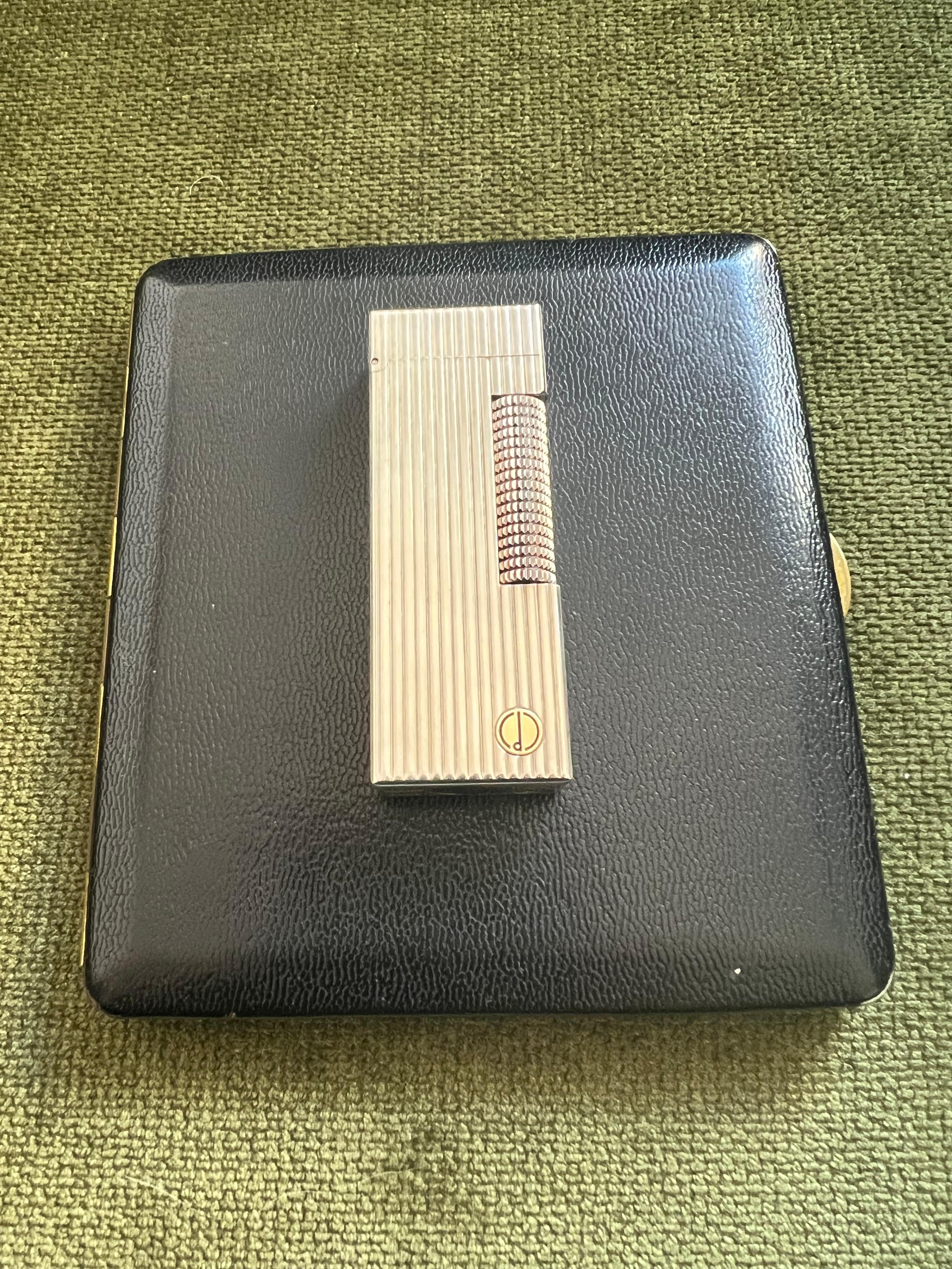 Vintage Dunhill Cigarette Case & Dunhill Gold Plated Lighter Set,  Circa 1970 For Sale 1