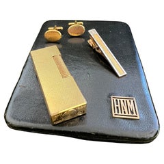 Vintage Dunhill Zigarettenetui, Feuerzeug & Krawattenklammer & Heritage Manschettenknöpfe Set