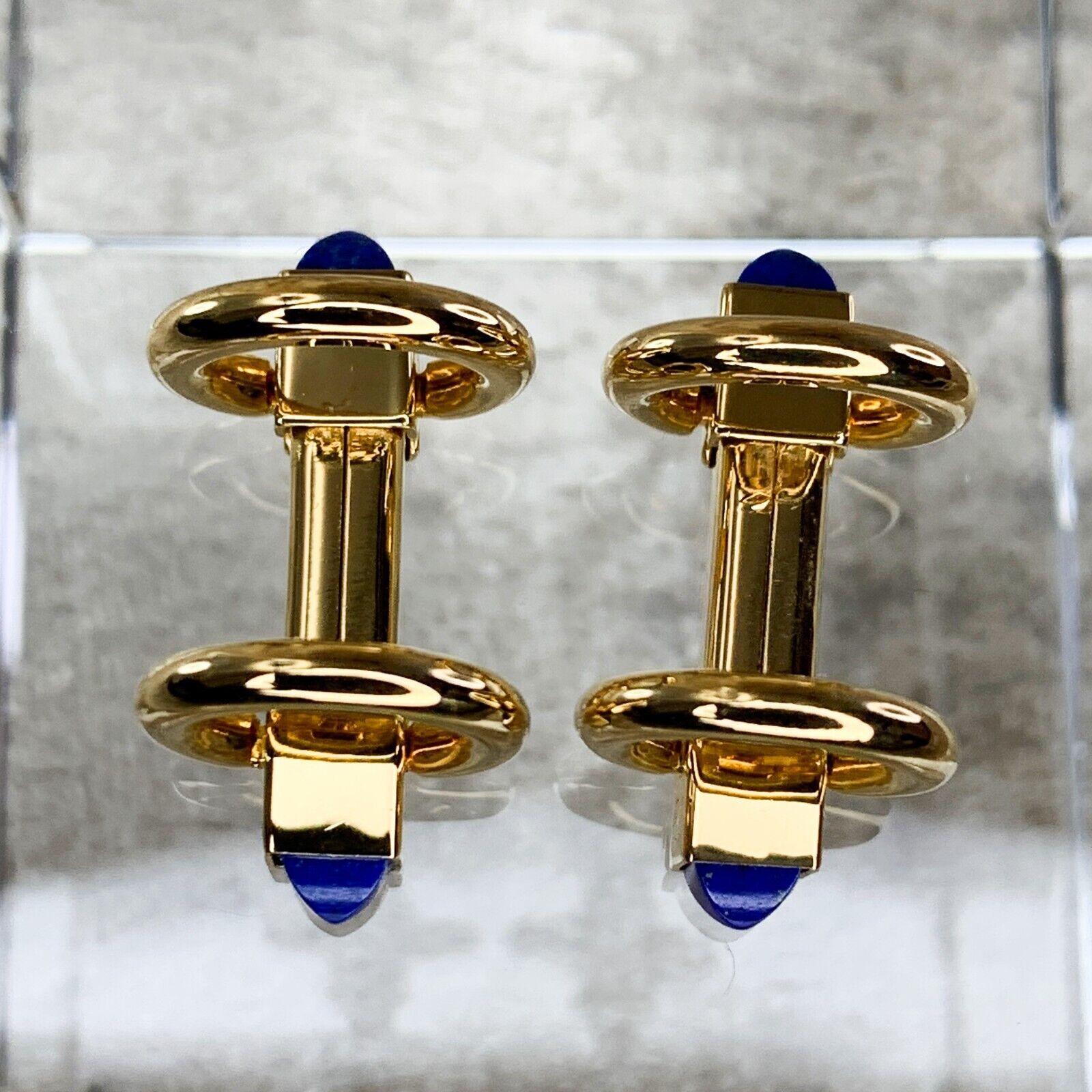 Vintage Dunhill Cufflinks Gold Plated Blue Lapis Lazuli, Circa 2000 For Sale 2