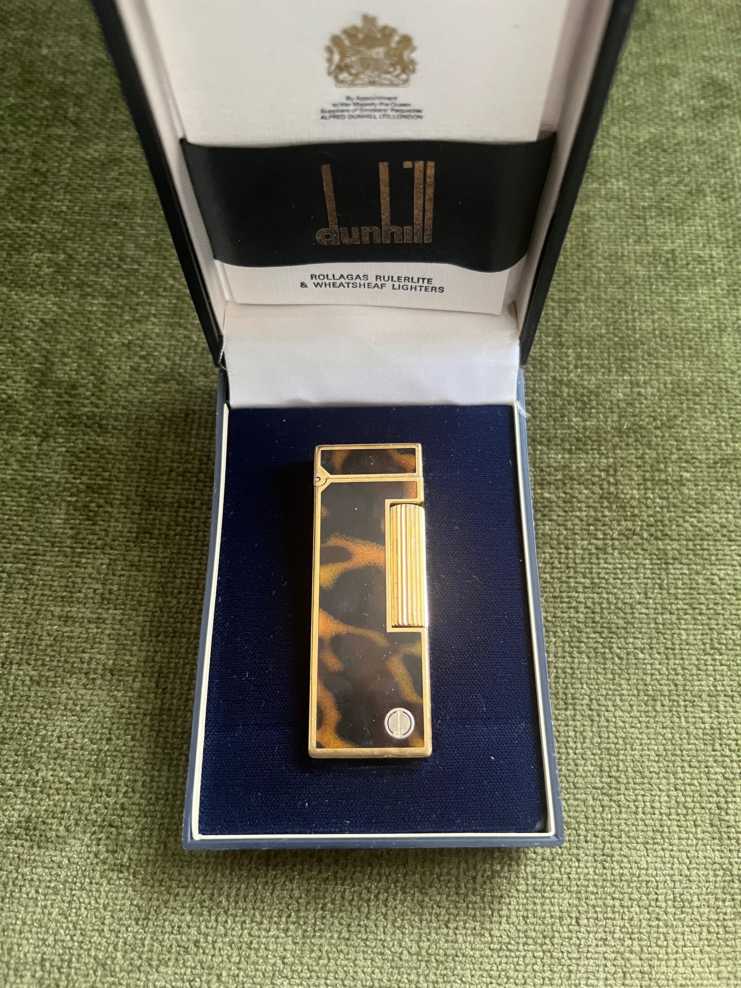 Vintage Dunhill Gold Plated Rare Cognac Marble Lacquer Lighter Original Case For Sale 8