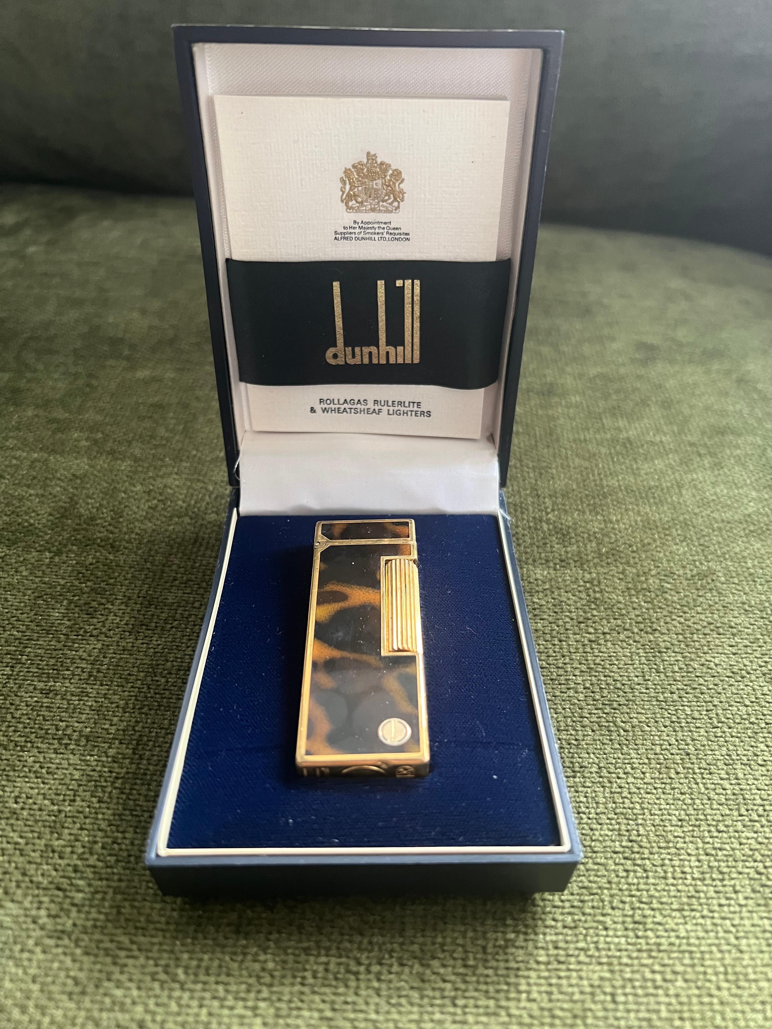 Vintage Dunhill Gold Plated Rare Cognac Marble Lacquer Lighter Original Case For Sale 10