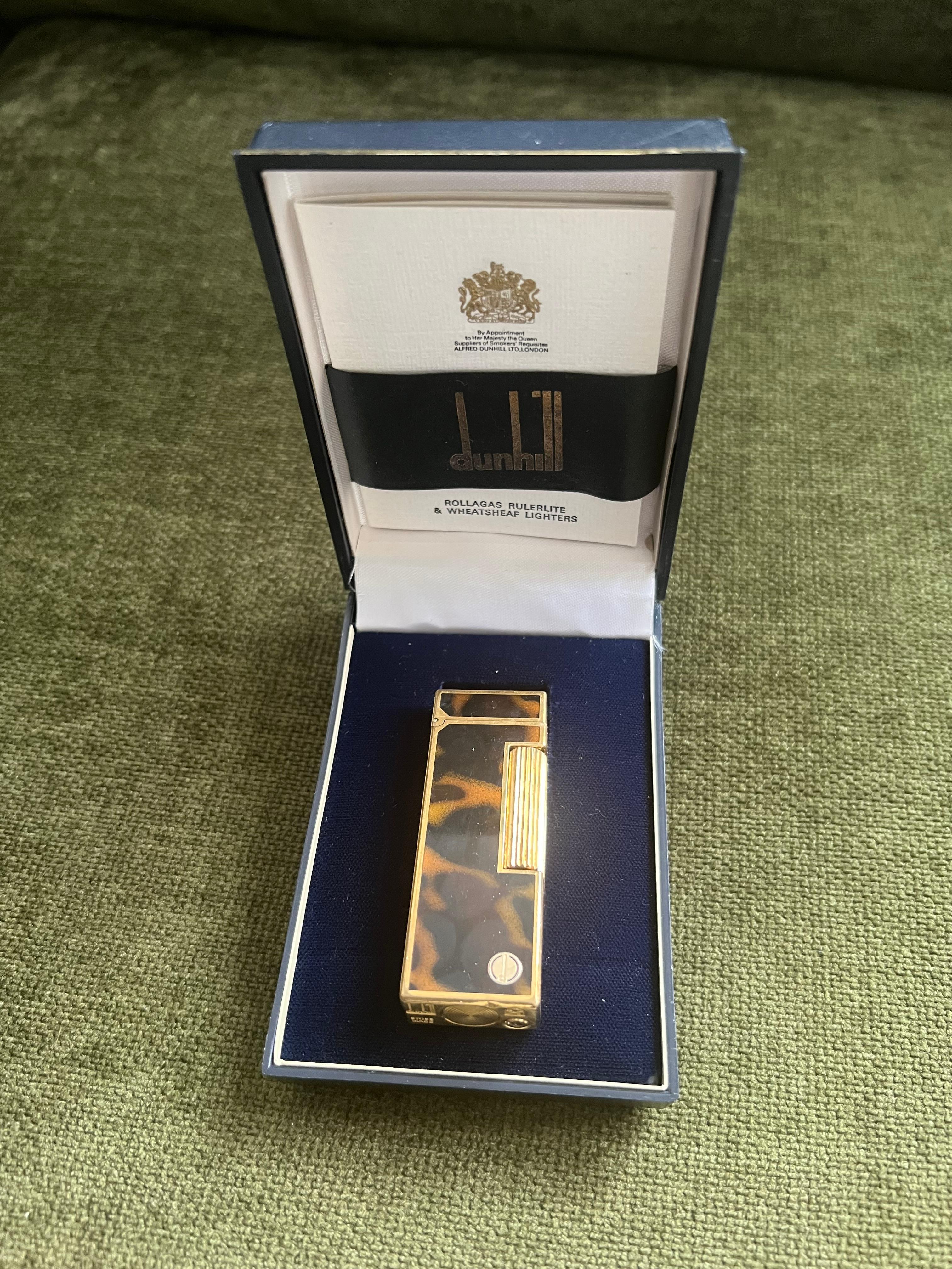 Vintage Dunhill Gold Plated Rare Cognac Marble Lacquer Lighter Original Case For Sale 4