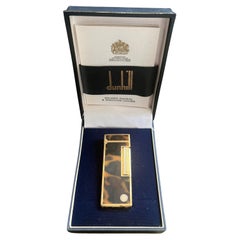 Vintage Dunhill Gold Plated Rare Cognac Marmor Lack Feuerzeug Original Etui