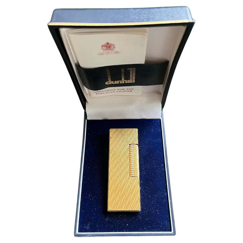 Vintage Dunhill Yellow Lacquer Gold Plates Swiss Made Lighter With ...