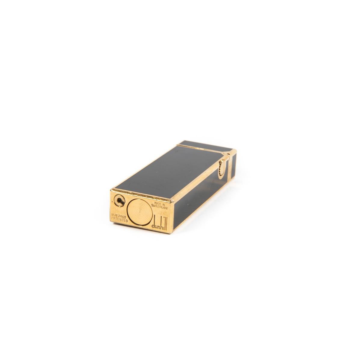 Vintage DUNHILL Rollagas Lighter Black Lacquered Gold Plated 1970s 4