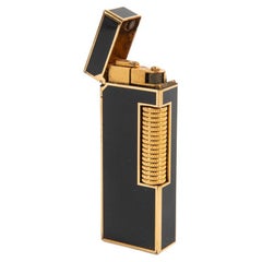 Vintage DUNHILL Rollagas Lighter Black Lacquered Gold Plated 1970s