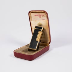 Vintage DUNHILL Rollagas Lighter Black Lacquered Gold Plated in Box 1970s