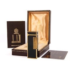 Vintage DUNHILL Rollagas Lighter Black Lacquered in Box 1970s