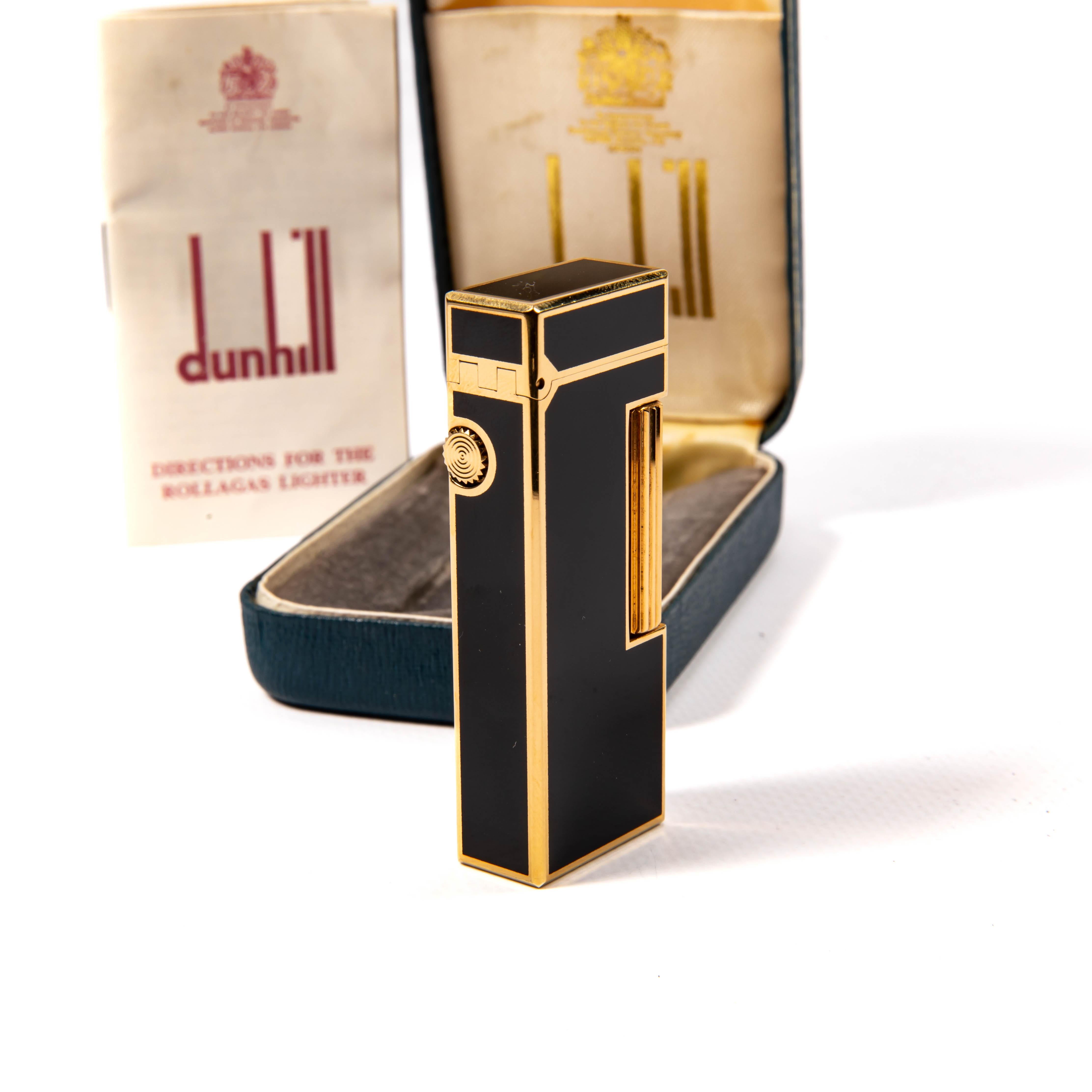 Vintage DUNHILL Rollagas Lighter Black Lacquered in Box 1979 For Sale 2