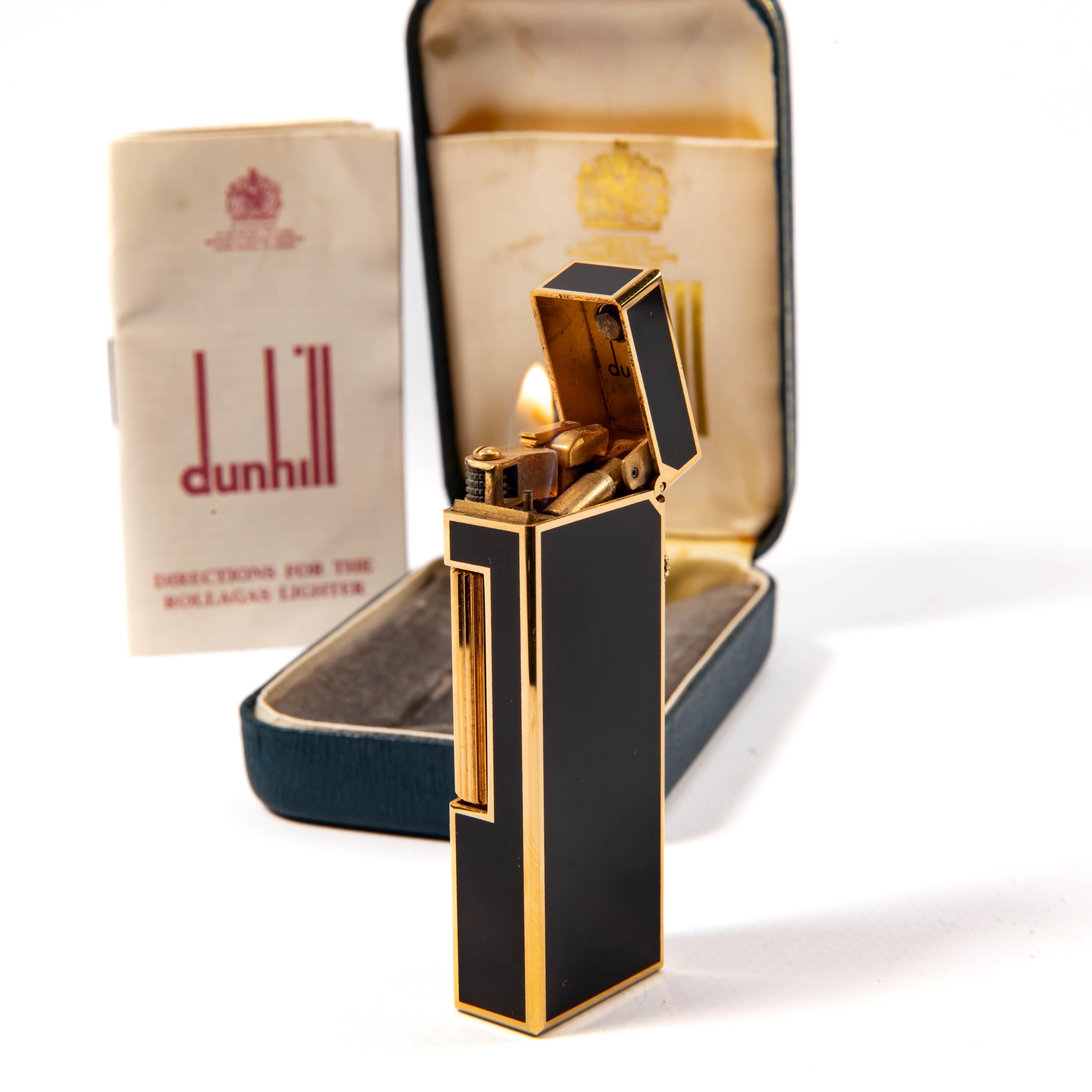 Vintage DUNHILL Rollagas Lighter Black Lacquered in Box 1979 For Sale 4