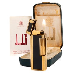 Vintage DUNHILL Rollagas Lighter Black Lacquered Panel in Box 1982