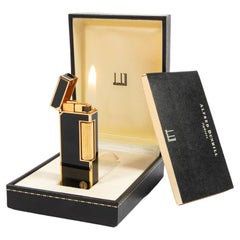 Vintage Dunhill Rollagas lighter Black Laqcuered Gold Plated In Box 1990s