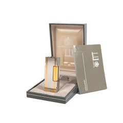 Vintage DUNHILL Rollagas lighter Brushed Silver and Gold Plated In Box 1980s
