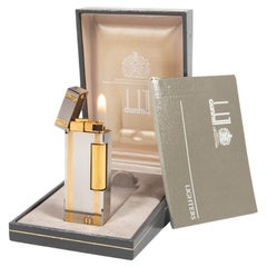 Vintage DUNHILL Rollagas lighter Brushed Silver and Gold Plated In Box 1980s