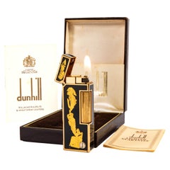 Vintage DUNHILL Rollagas Lighter Gold Leaf Lacquered in Box 1988