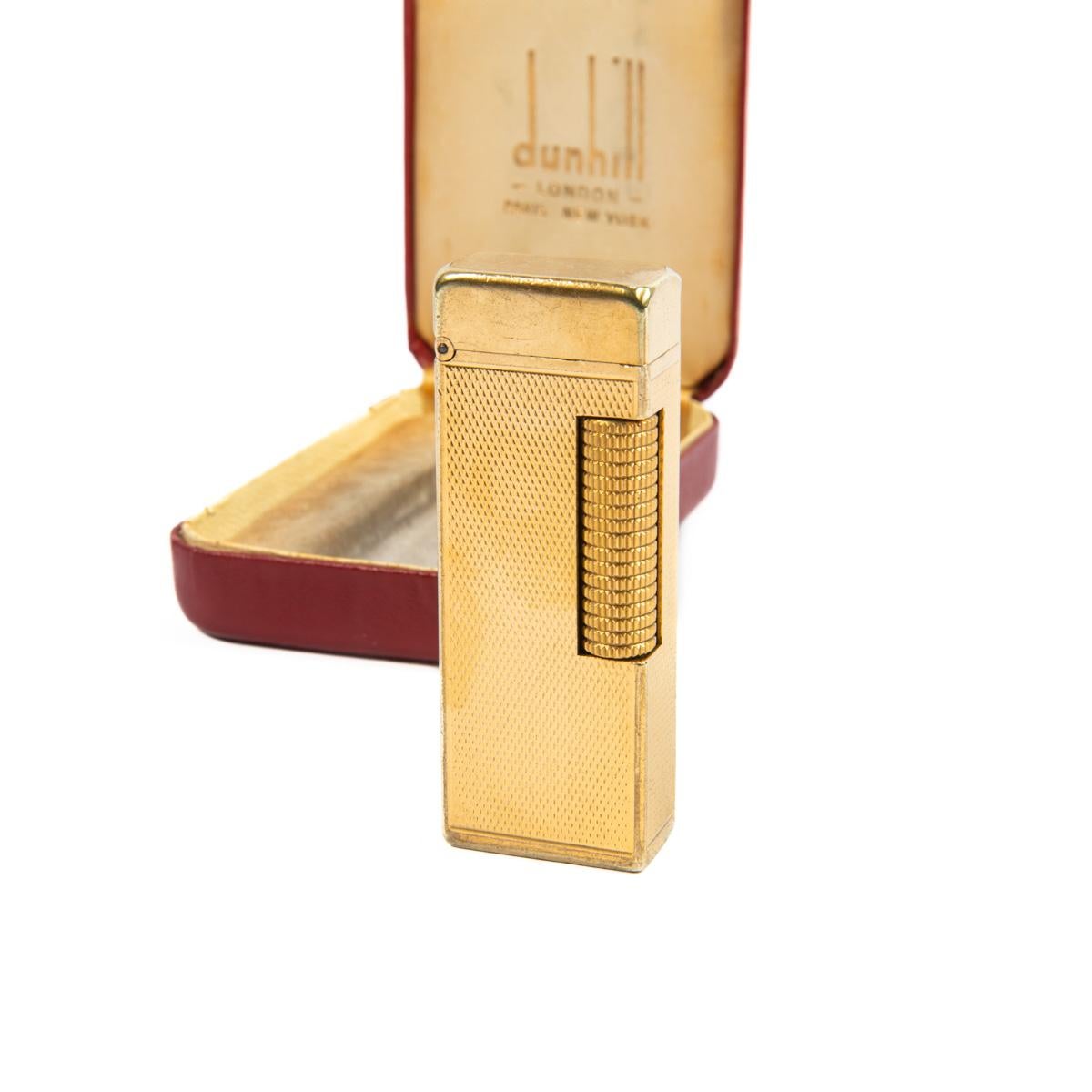 Vintage Dunhill Rollagas lighter Gold Plated In Box 1960s In Good Condition In DELFT, NL
