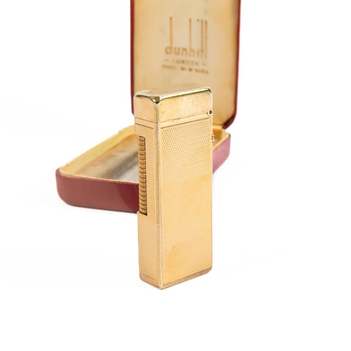Women's or Men's Vintage Dunhill Rollagas lighter Gold Plated In Box 1960s
