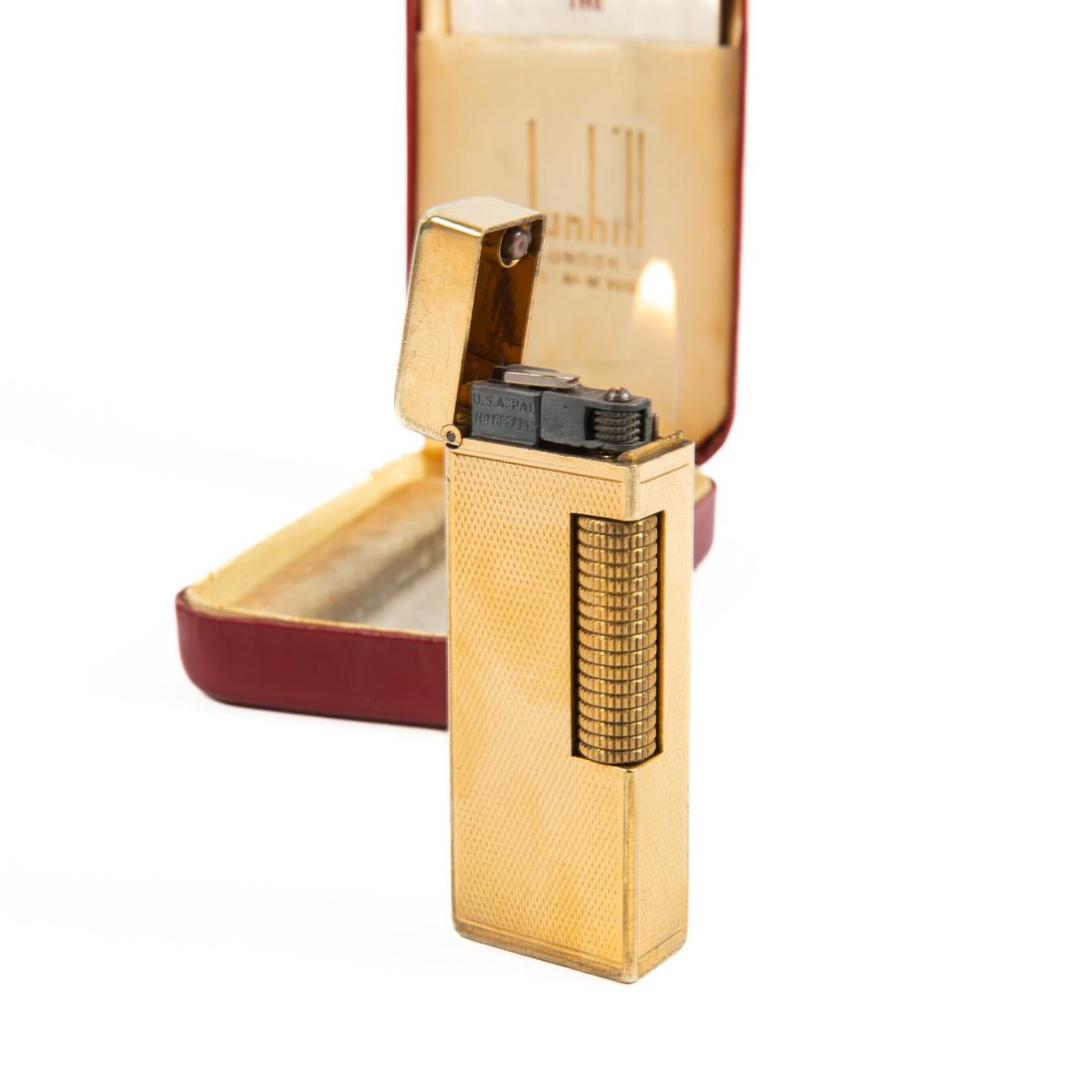 Vintage Dunhill Rollagas lighter Gold Plated In Box 1960s 3