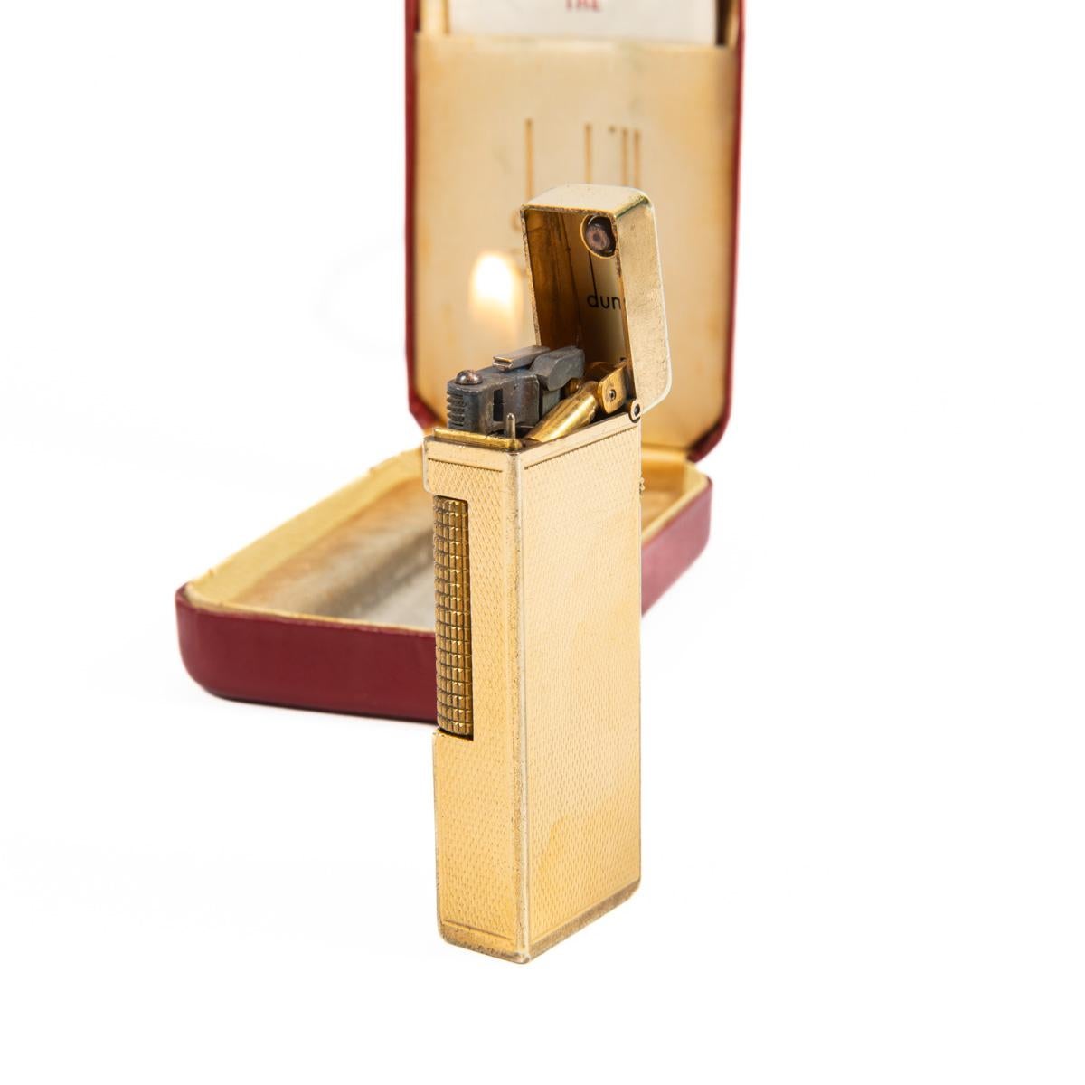 Vintage Dunhill Rollagas lighter Gold Plated In Box 1960s 4