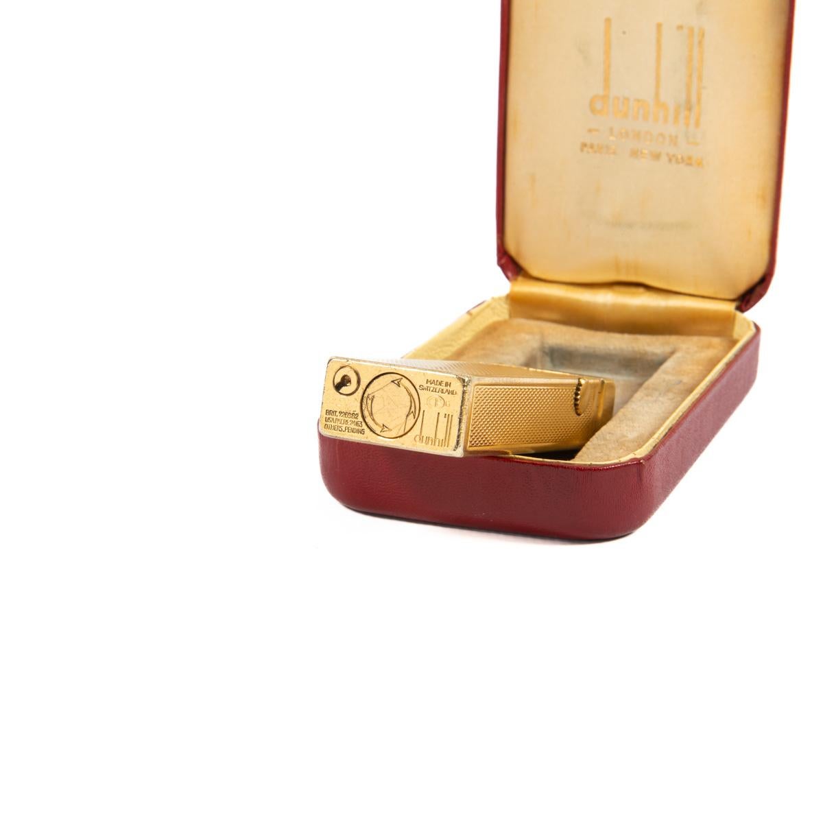 Vintage Dunhill Rollagas lighter Gold Plated In Box 1960s 5