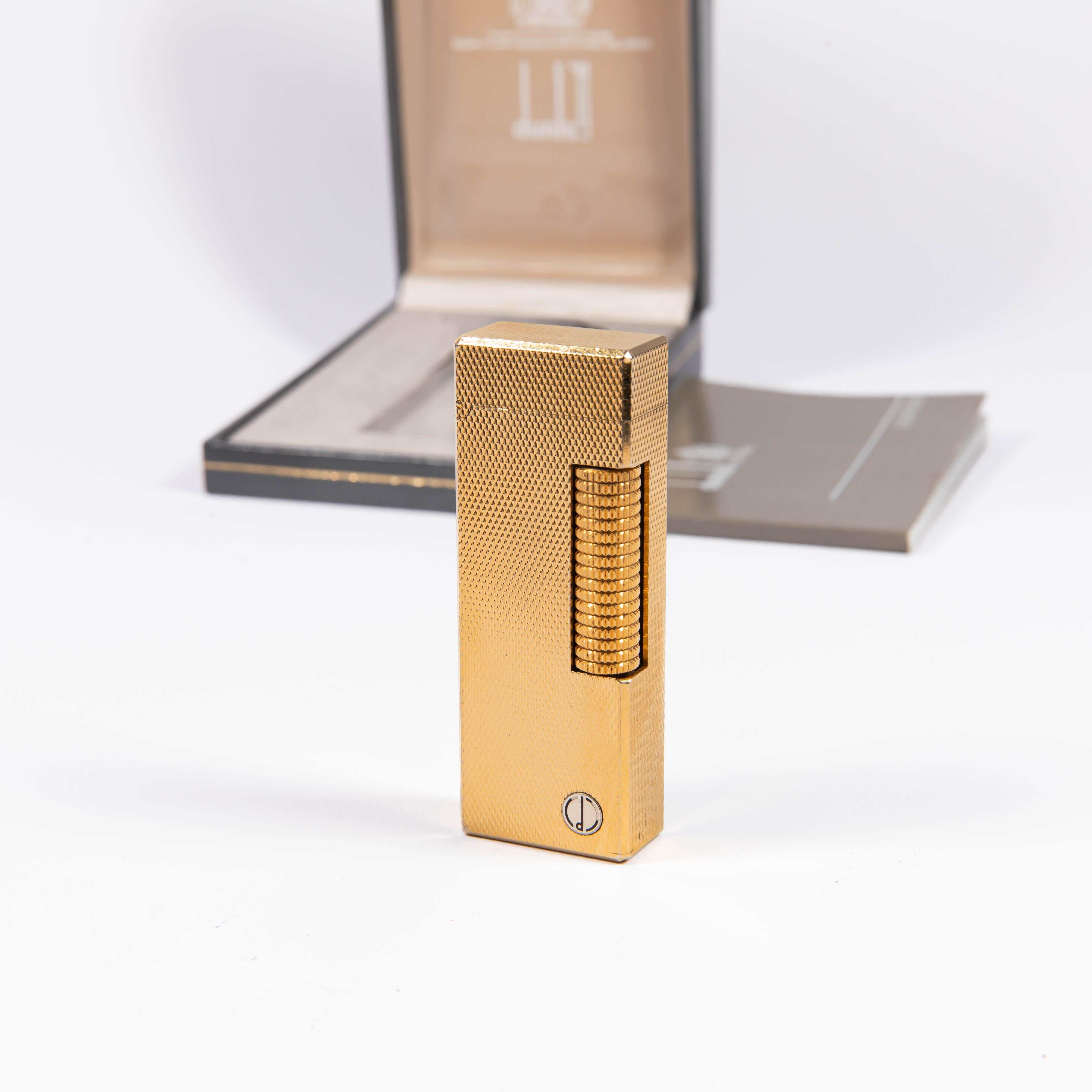 Vintage DUNHILL Rollagas Lighter Gold Plated in Box 1980s In Good Condition In DELFT, NL