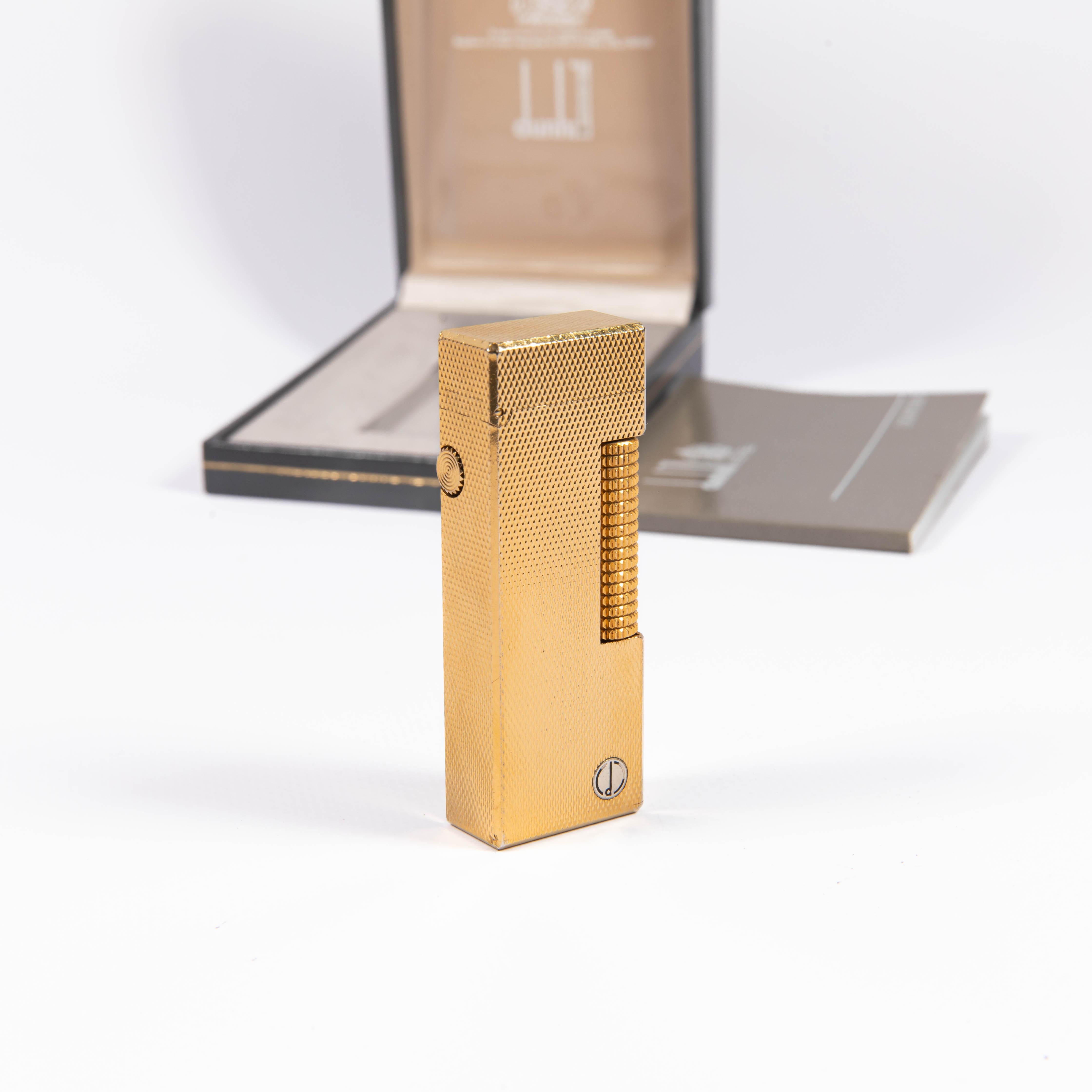 Vintage DUNHILL Rollagas Lighter Gold Plated in Box 1980s 2