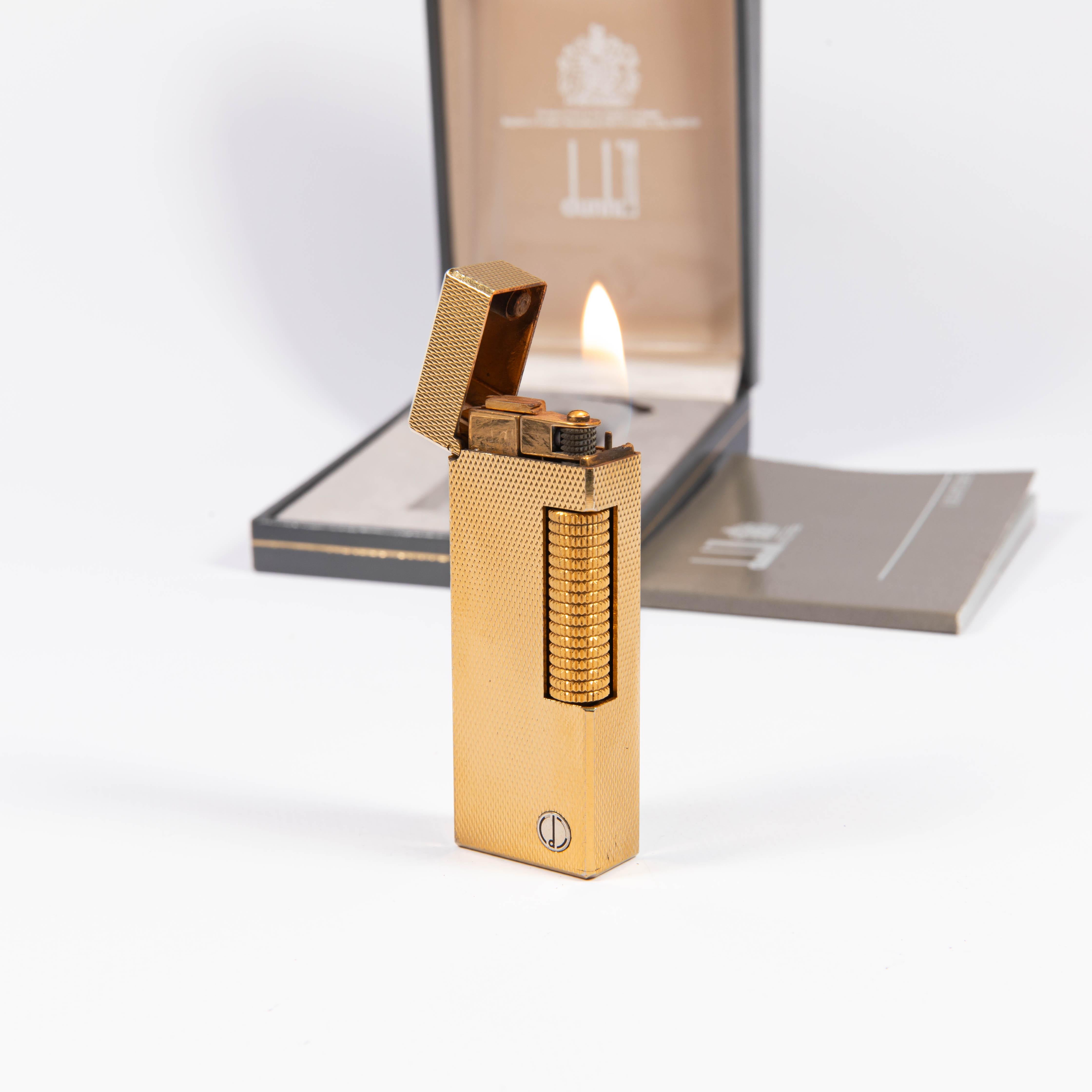 Vintage DUNHILL Rollagas Lighter Gold Plated in Box 1980s 3