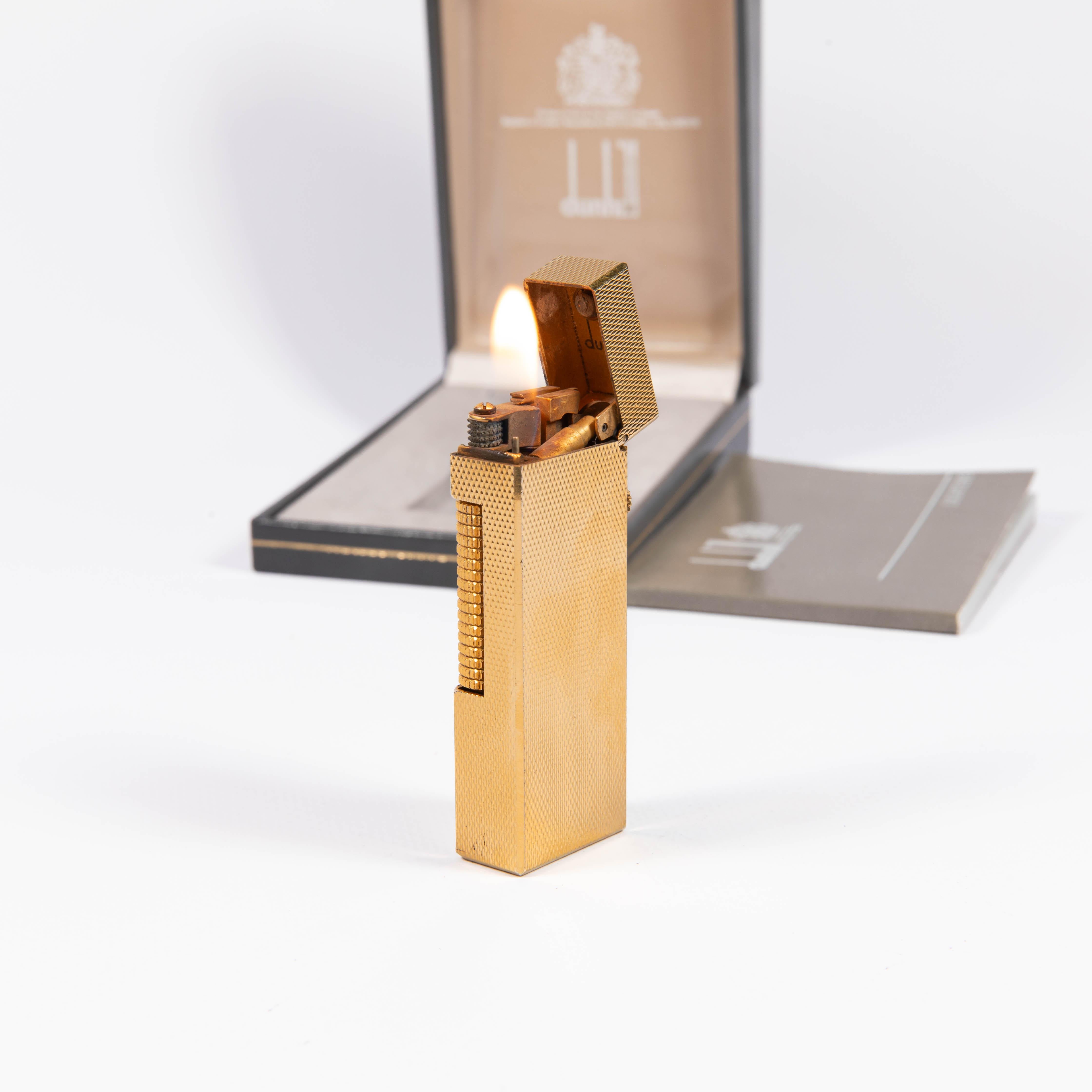 Vintage DUNHILL Rollagas Lighter Gold Plated in Box 1980s 4