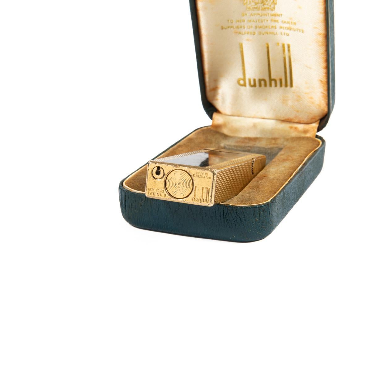 Vintage DUNHILL Rollagas lighter Lacquered Gold Plated In Box 1970s 6