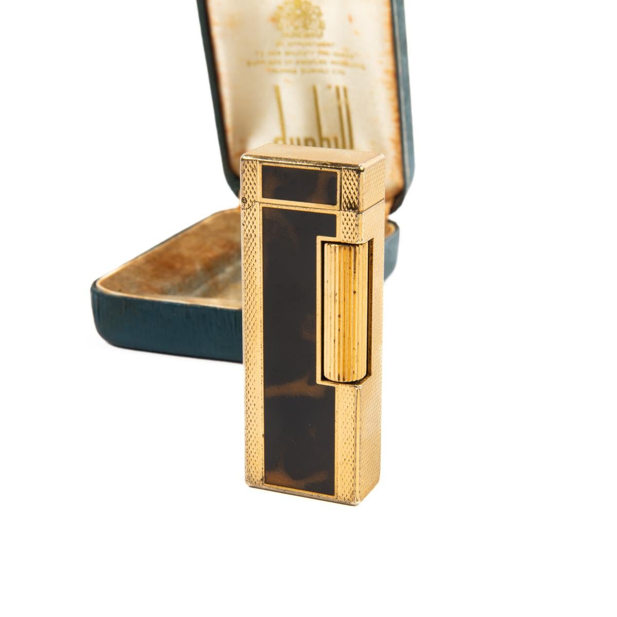 Women's or Men's Vintage DUNHILL Rollagas lighter Lacquered Gold Plated In Box 1970s