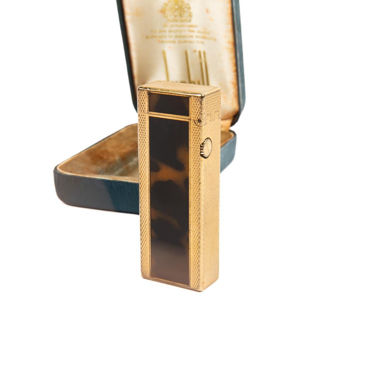 Vintage DUNHILL Rollagas lighter Lacquered Gold Plated In Box 1970s 2