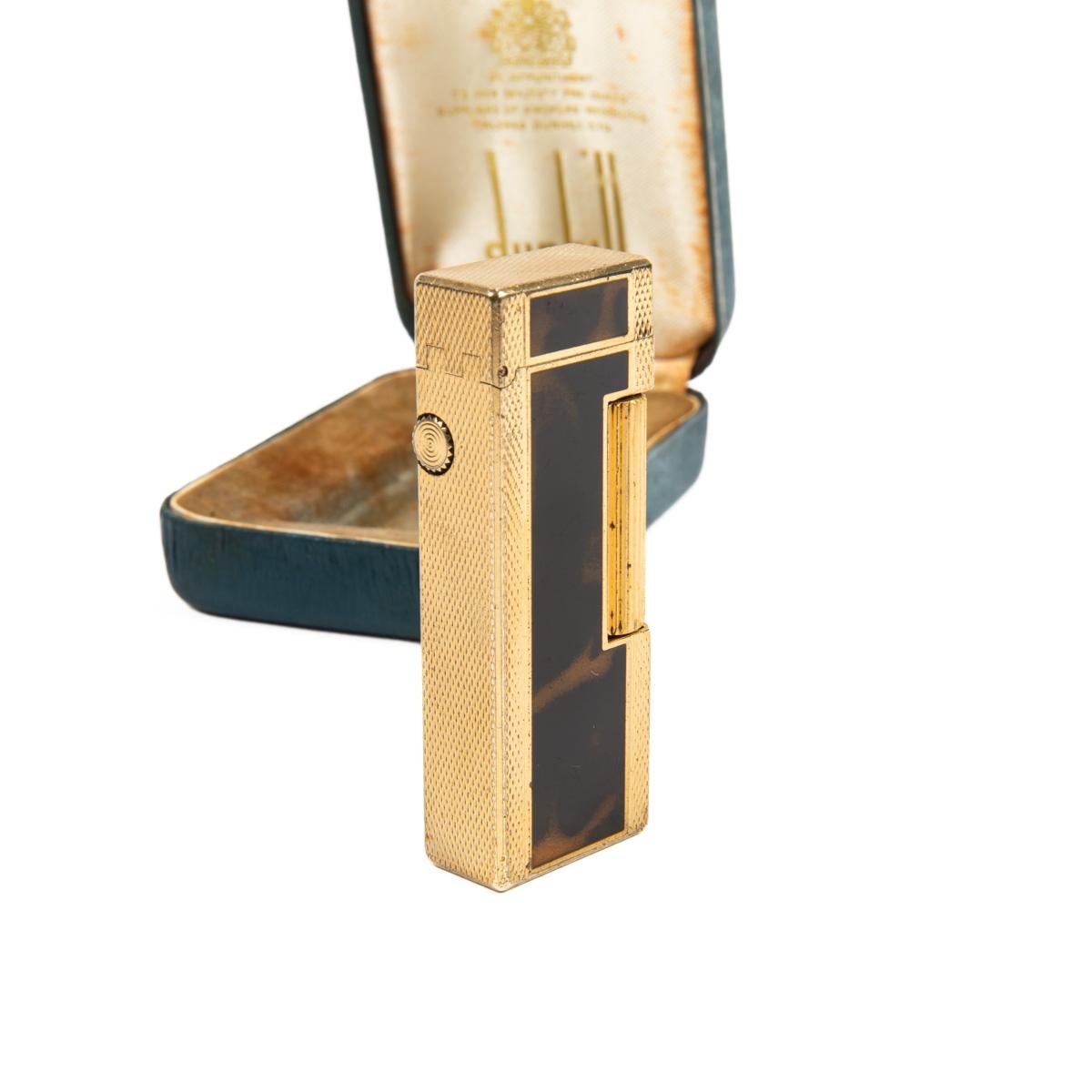 Vintage DUNHILL Rollagas lighter Lacquered Gold Plated In Box 1970s 3