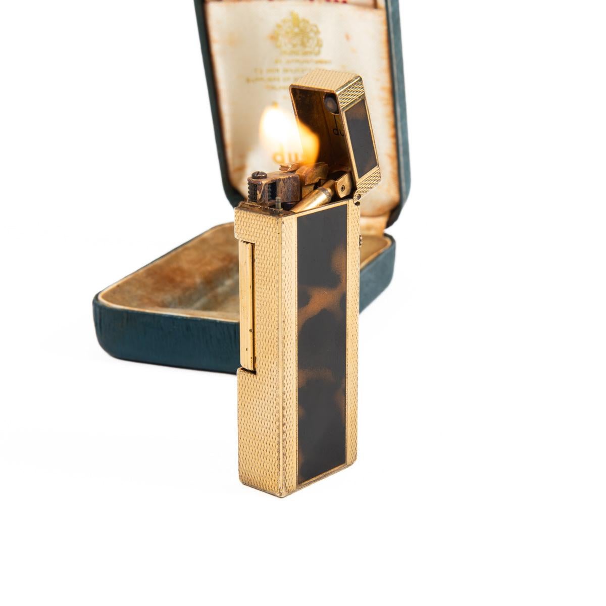 Vintage DUNHILL Rollagas lighter Lacquered Gold Plated In Box 1970s 5