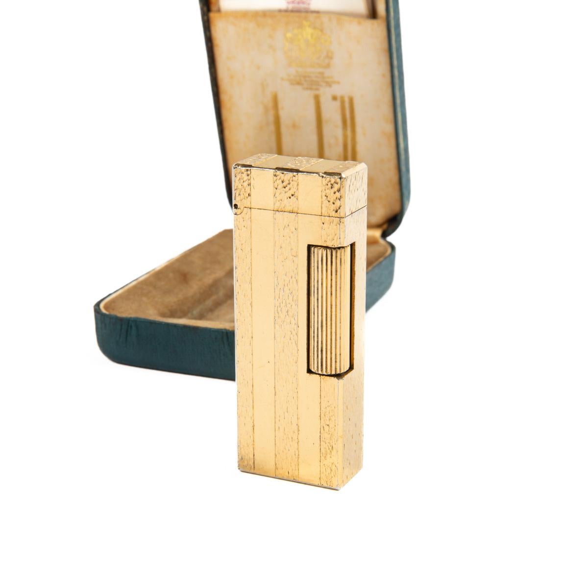 Women's or Men's Vintage DUNHILL Rollagas lighter Rare Pattern Gold Plated In Box 1990s