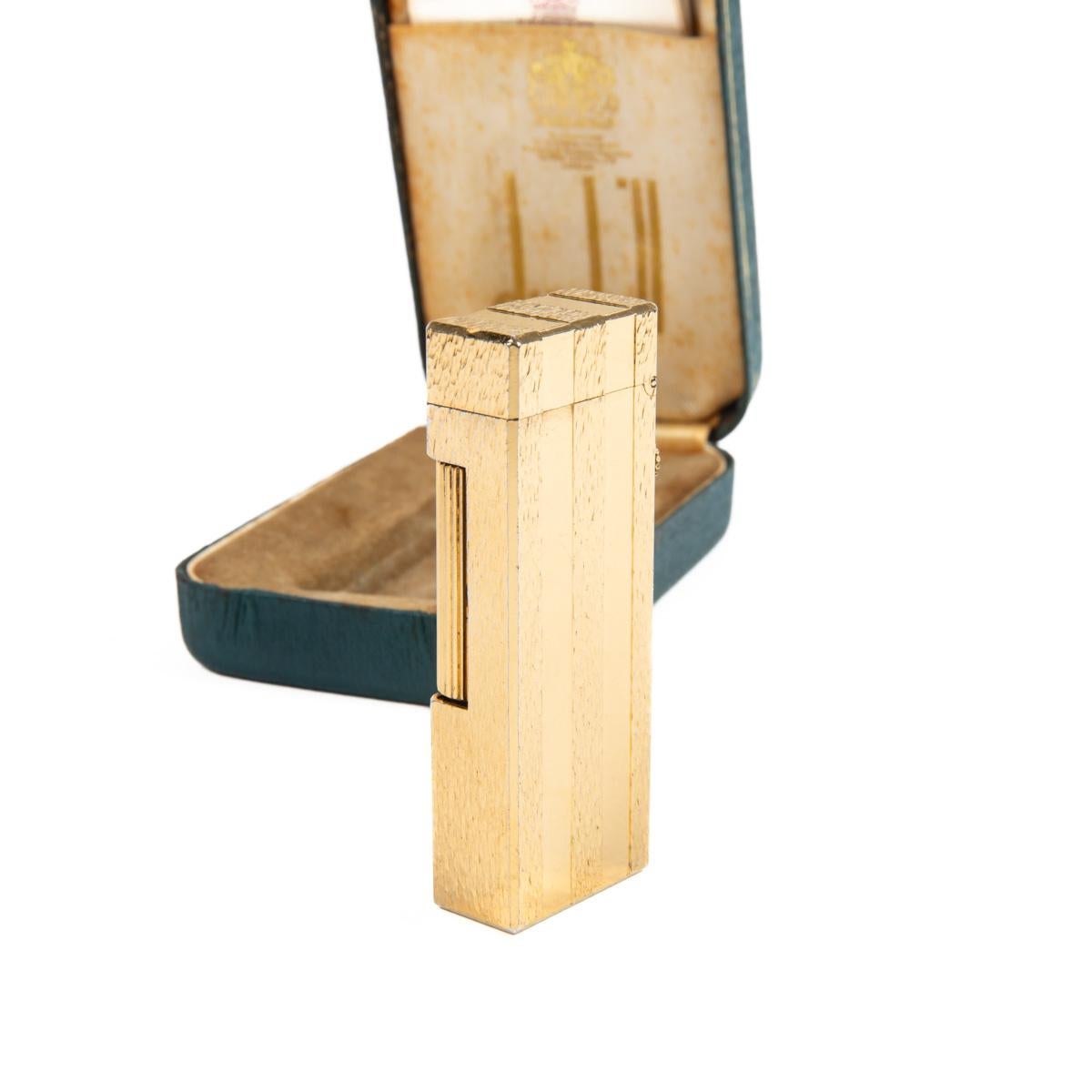 Vintage DUNHILL Rollagas lighter Rare Pattern Gold Plated In Box 1990s 1