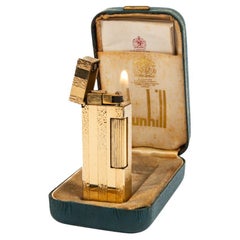 Vintage DUNHILL Rollagas lighter Rare Pattern Gold Plated In Box 1990s