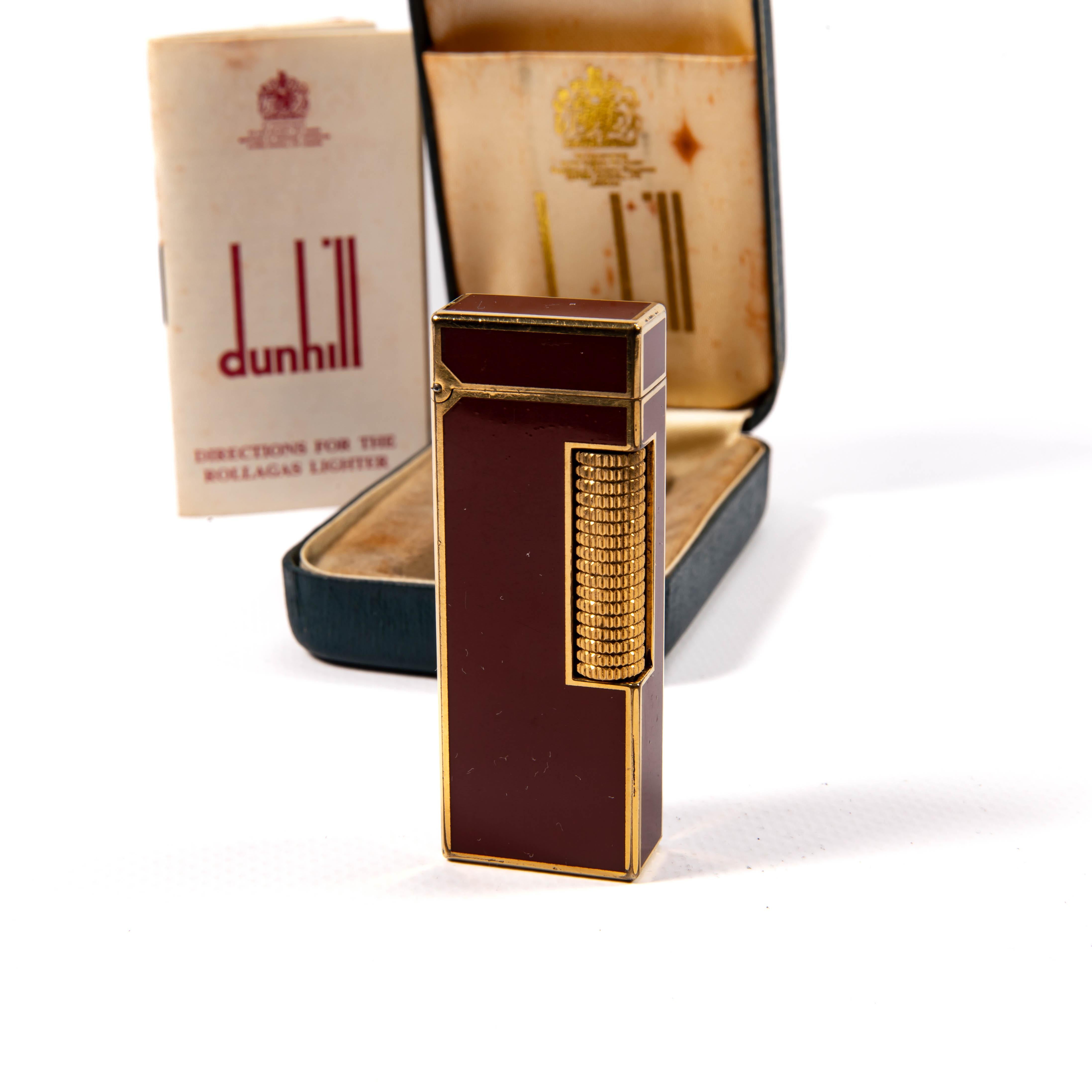 Vintage DUNHILL Rollagas Lighter Red Lacquered in Box 1970s In Good Condition For Sale In DELFT, NL