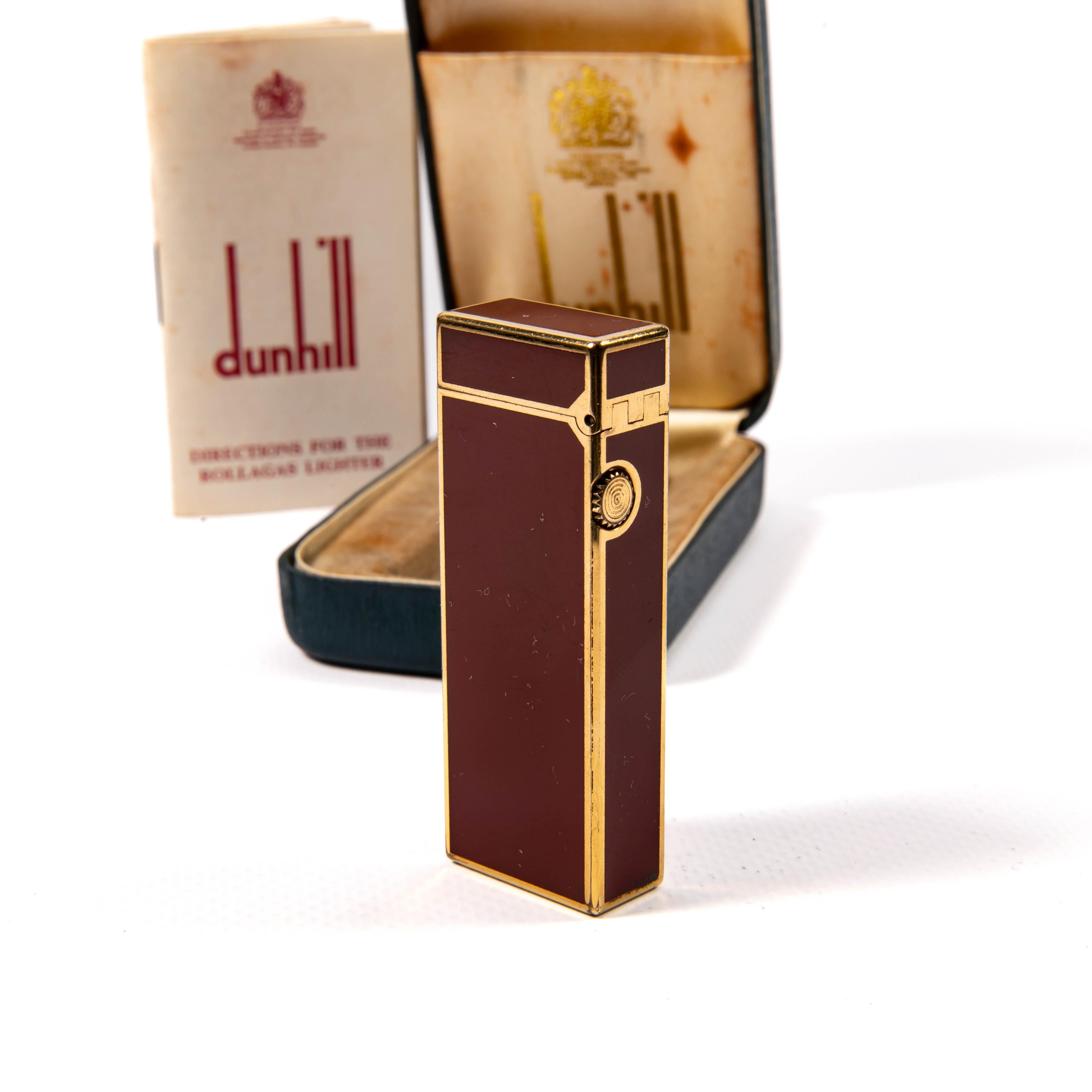 Vintage DUNHILL Rollagas Lighter Red Lacquered in Box 1970s For Sale 2