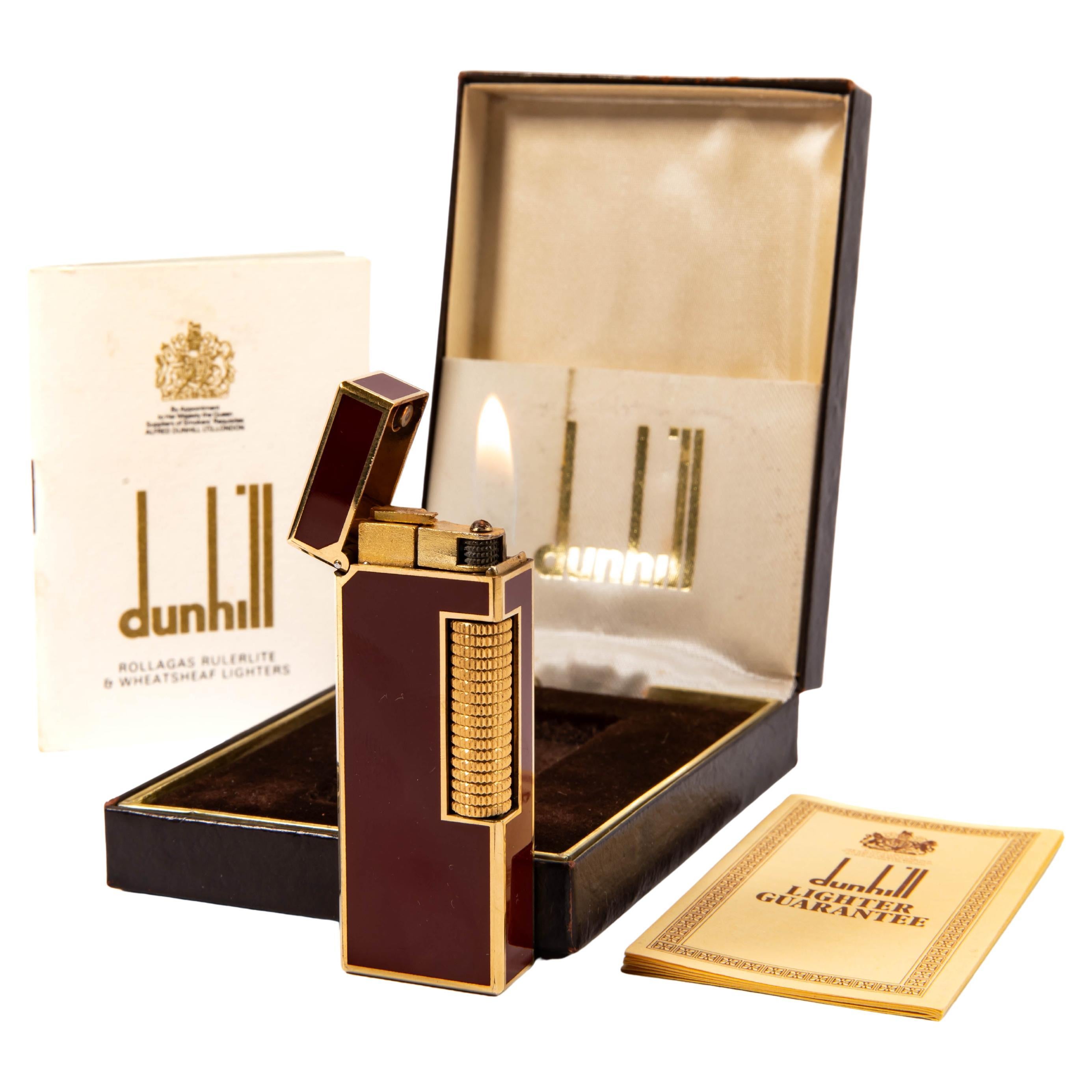 Vintage DUNHILL Rollagas Lighter Red Lacquered in Box 1970s