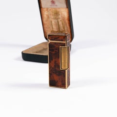 Vintage Dunhill Rollagas Lighter Red Marble Gold Plated in Box 1980s