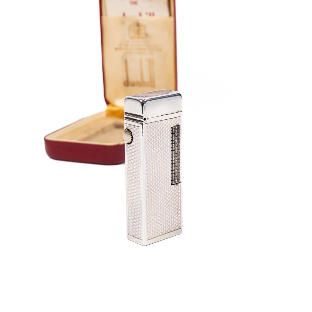 Vintage DUNHILL Rollagas Lighter Silver Plated in Box 1960s In Good Condition In DELFT, NL