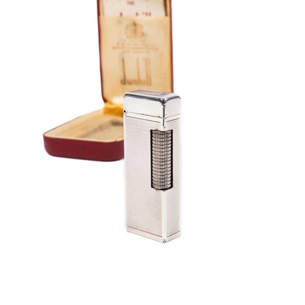 Women's or Men's Vintage DUNHILL Rollagas Lighter Silver Plated in Box 1960s