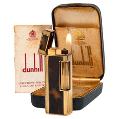 Vintage DUNHILL Rollagas Lighter Tortoise Lacquered Panel in Box 1980