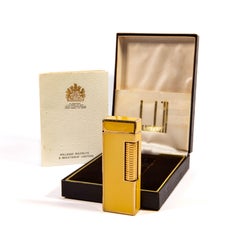 Vintage DUNHILL Rollagas Lighter Yellow Lacquered in Box 1970s
