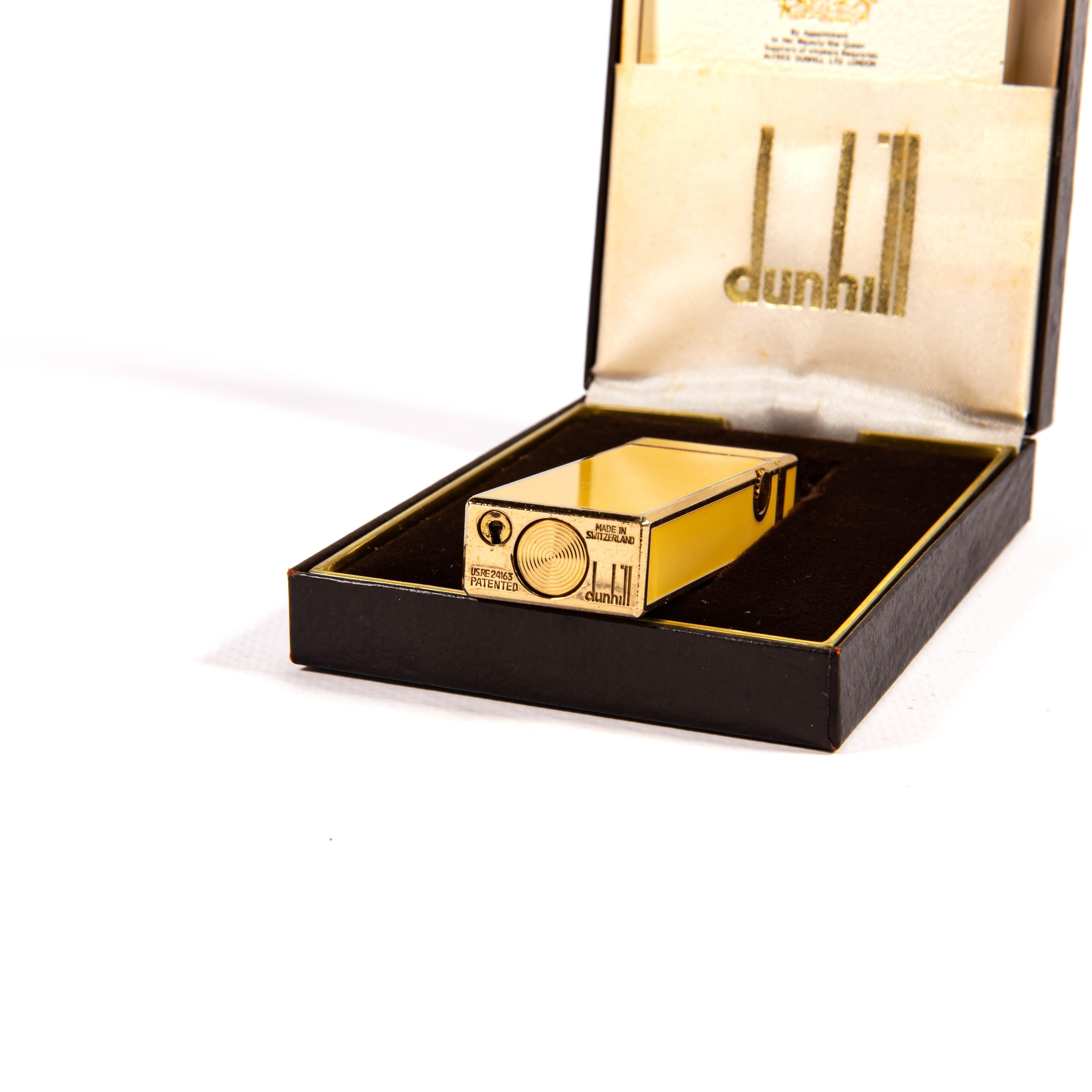 Vintage Dunhill Rollagas Lighter Yellow Lacquered in Box 1970s en vente 5