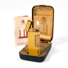 Vintage DUNHILL Rollagas Lighter Yellow Lacquered in Box 1970s