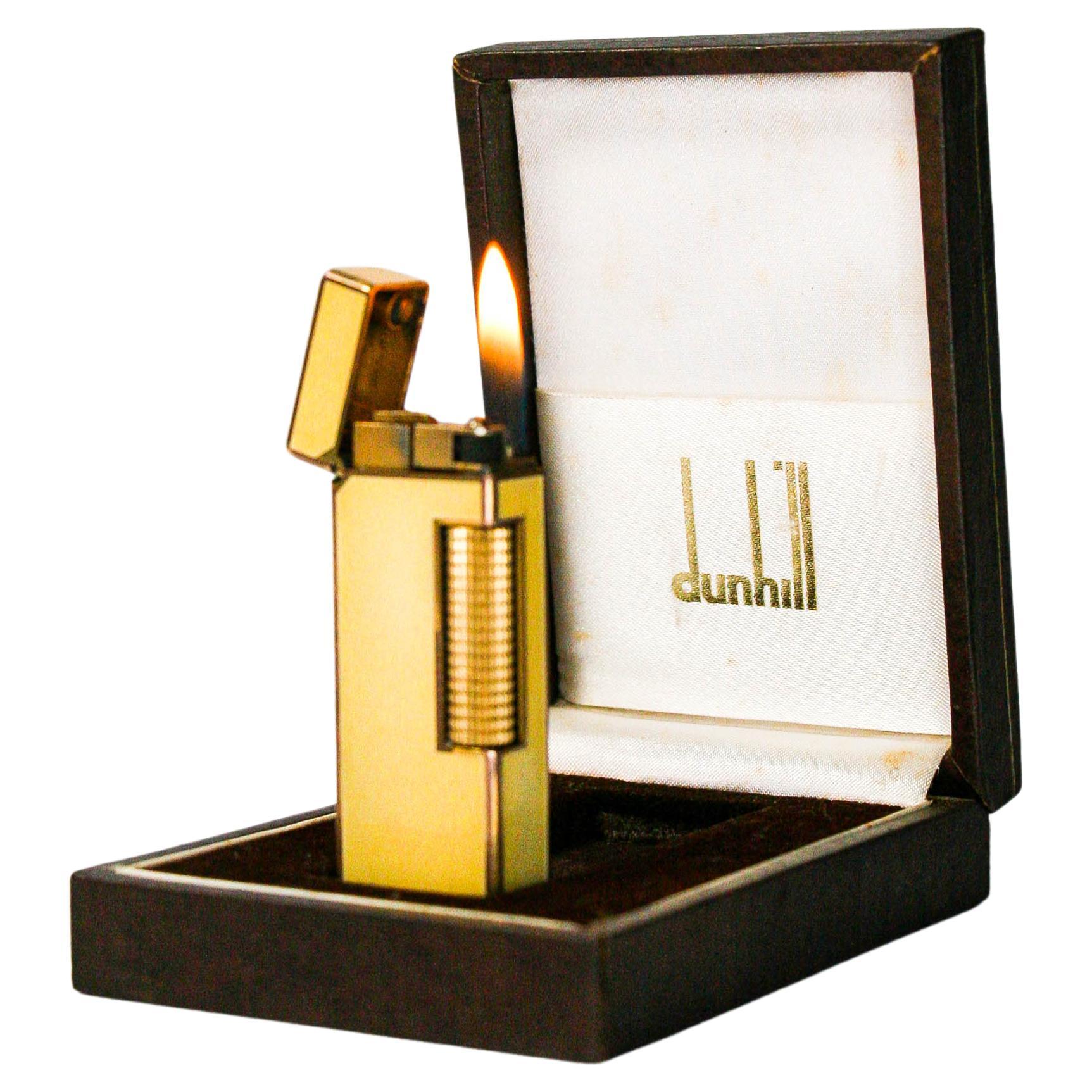 Vintage Dunhill Rollagas lighter Yellow "Spider" Lacquer Gold Plated In Box 1970 For Sale